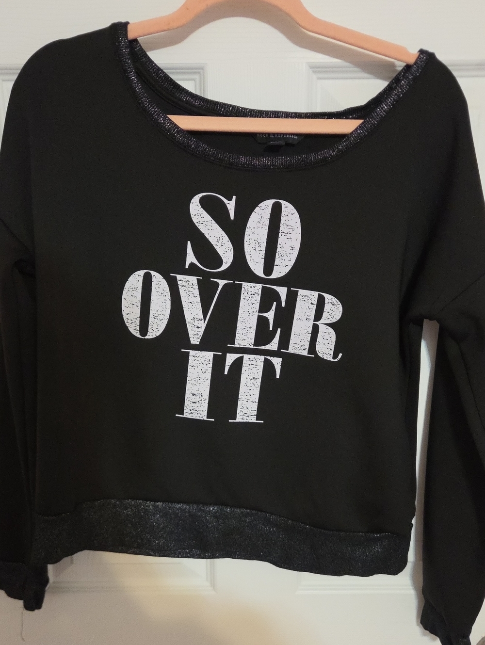 Black 'So Over It' Graphic Women's Sweater Vintagr Y2k
